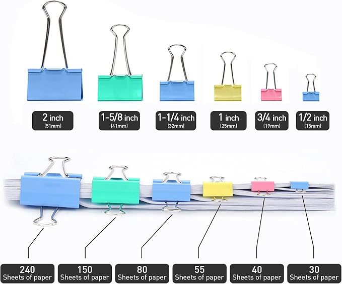 Binder Clips Width 1 Inch Capacity 0.47 Inch White 36 PCS - Image 3