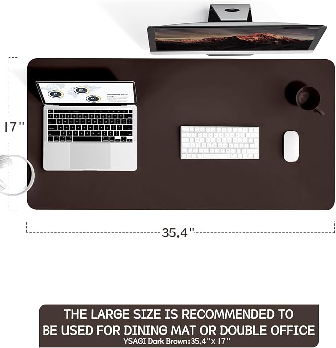 YSAGi Non-Slip Leather Desk Pad L Size, Waterproof Laptop Computer Desk - Image 7