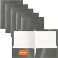 Better Office Products 2 Pocket Glossy Laminated Gray Paper Folders, Box of 25 by BetterOfficeProducts
