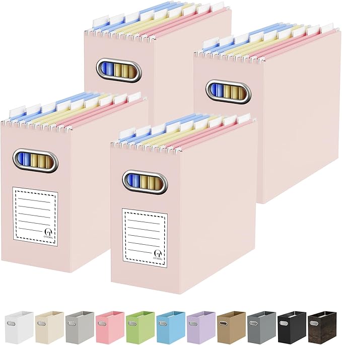 Oterri File Organizer Box, Portable Collapsible Cardboard File Folder Organizer by Oterri