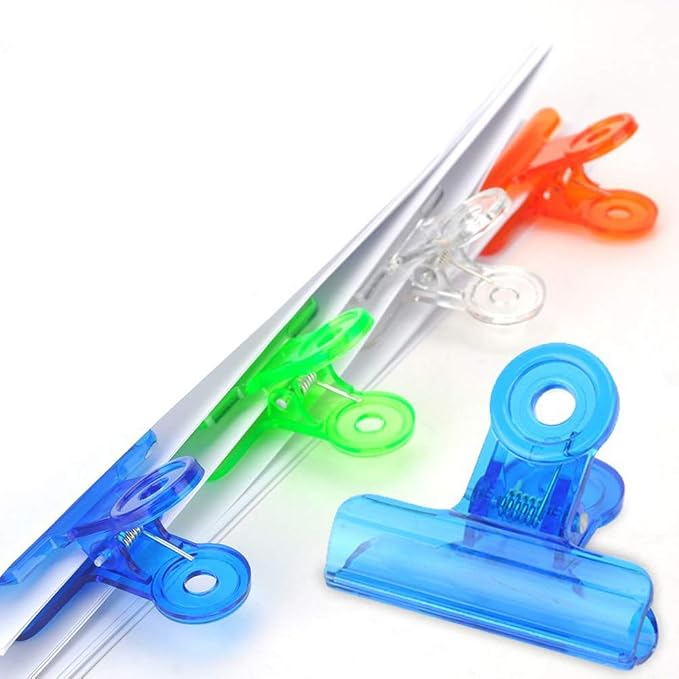 12 Pcs Translucent Plastic Clip Bulldog Binder Paper Clamps - Image 6