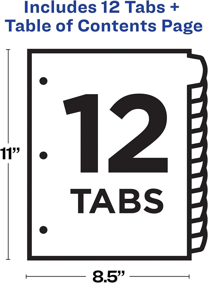 Avery Dividers for 3 Ring Binders, 12 Tabs per Set, Customizable Table of - Image 4