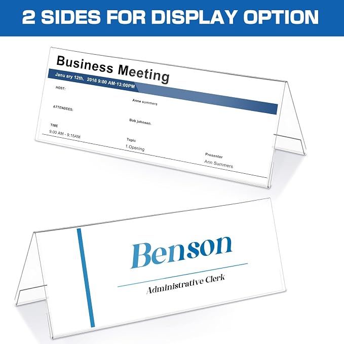 Vicenpal Acrylic Name Plate for Desk, PVC Names Tent Card Holder, Table Sign - Image 3