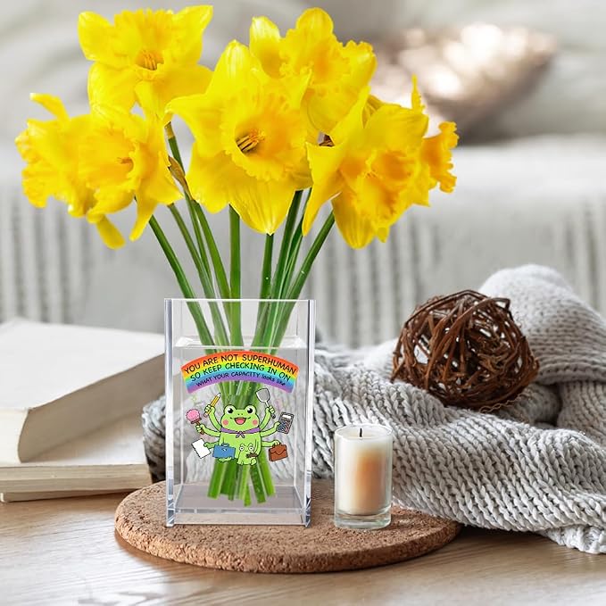 You Are Not Superhuman Acrylic Cosmetic Pencil Pen Holder Cup, Boho Cute Frog - Image 5