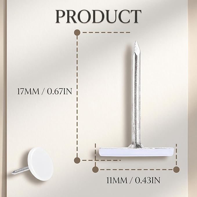 White Heavy Duty Thumb Tacks, Extra Long Push Pins - Image 2
