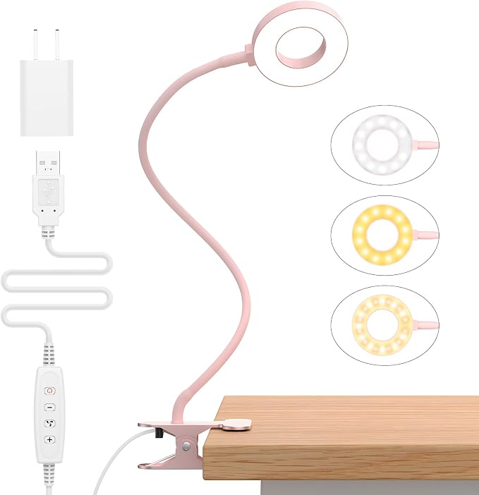 iZELL LED Desk Lamp with Clamp, Reading Light with 3 Color Modes & 10 by iZell