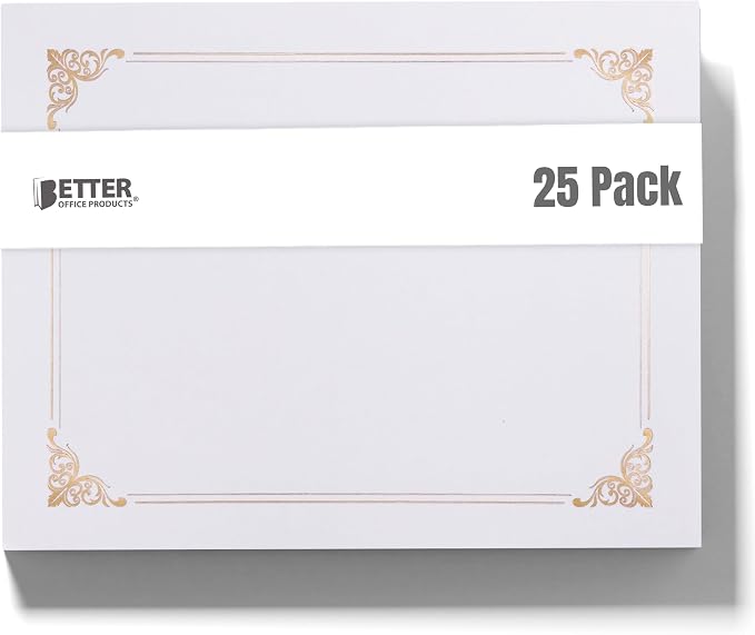 Better Office Products 25 Pack White Certificate Holders, Diploma Holders by BetterOfficeProducts