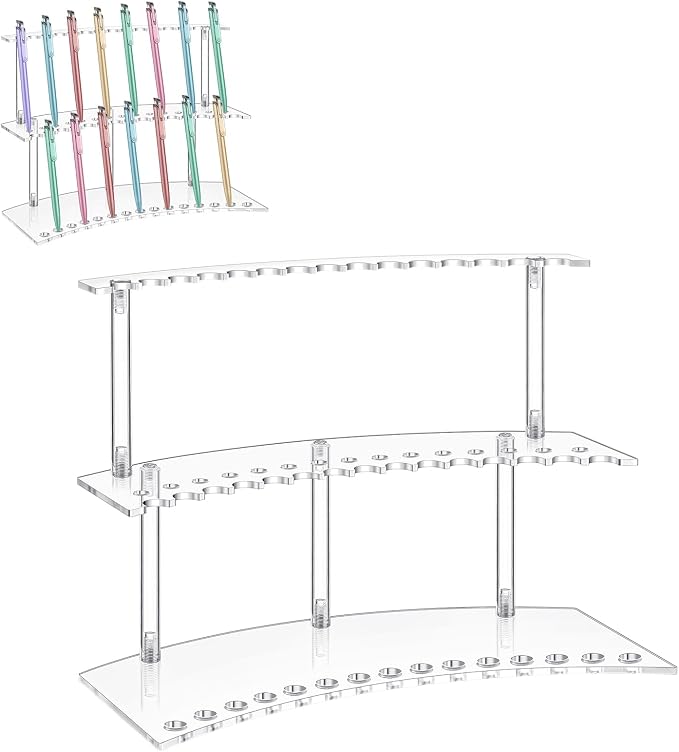 Zourane Acrylic Pen Display Stand, 2-Tier 30 Slot 1.3cm Wide Pen Holder by Unknown
