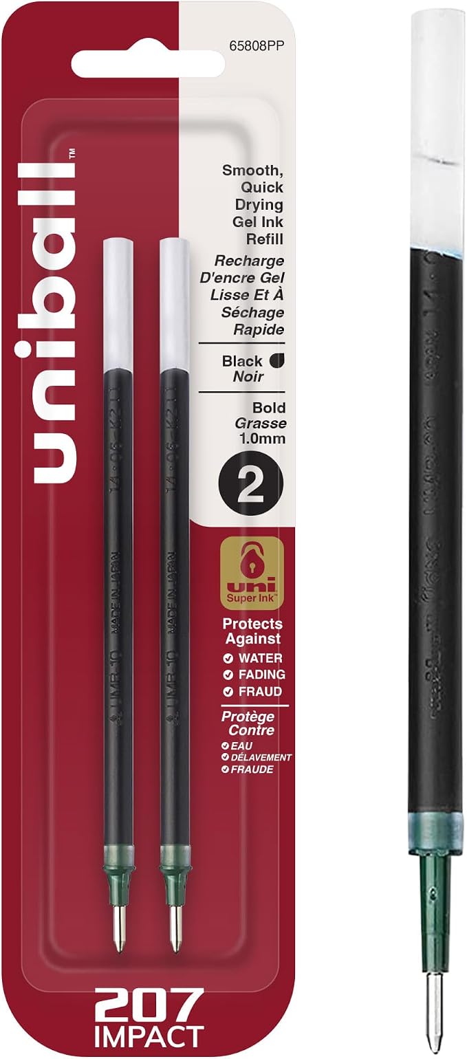 Uniball 207 Impact Gel Pen Refills, Bold Point, 2 Pack by uni-ball