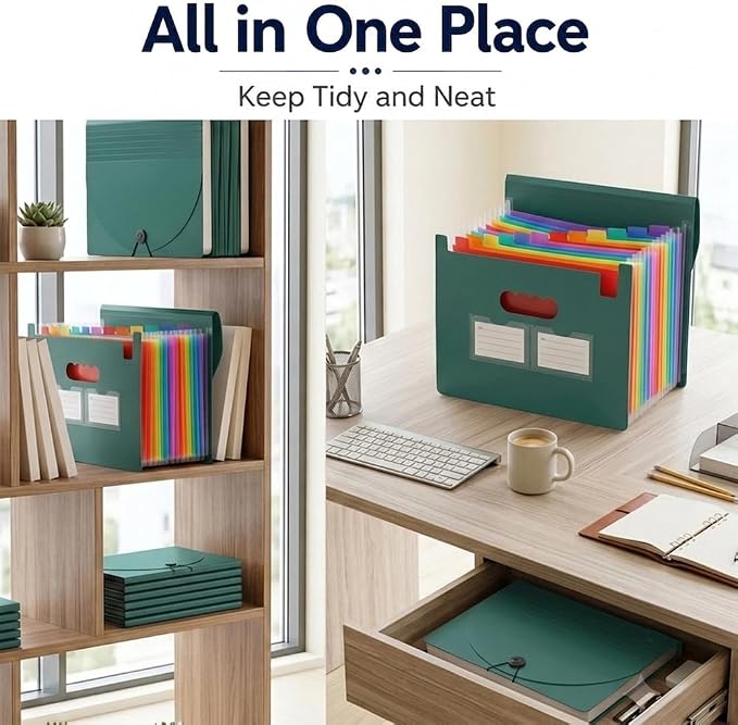 13 Pockets Accordion File Organizer, Portable Expanding File Folder - Image 5