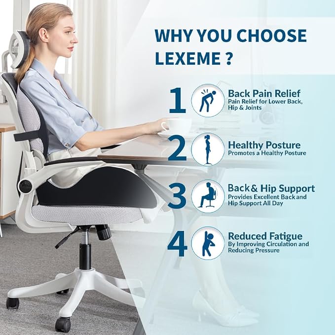 Lexeme X Large Memory Foam Seat Cushion Lumbar Support Pillow - Image 2