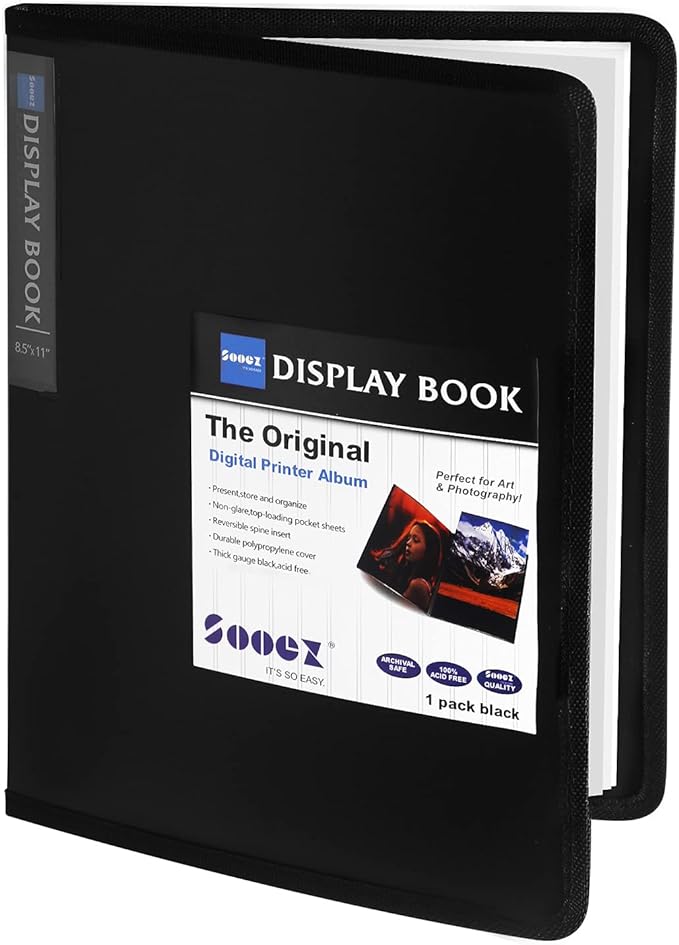 Sooez 30-Pocket Binder with Plastic Sleeves 8.5x11, Heavy Duty Art Portfolio by Sooez