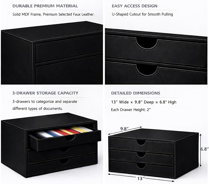 UnionBasic Document Organizer, 3-Drawer File Cabinet Document Storage Box - Image 3
