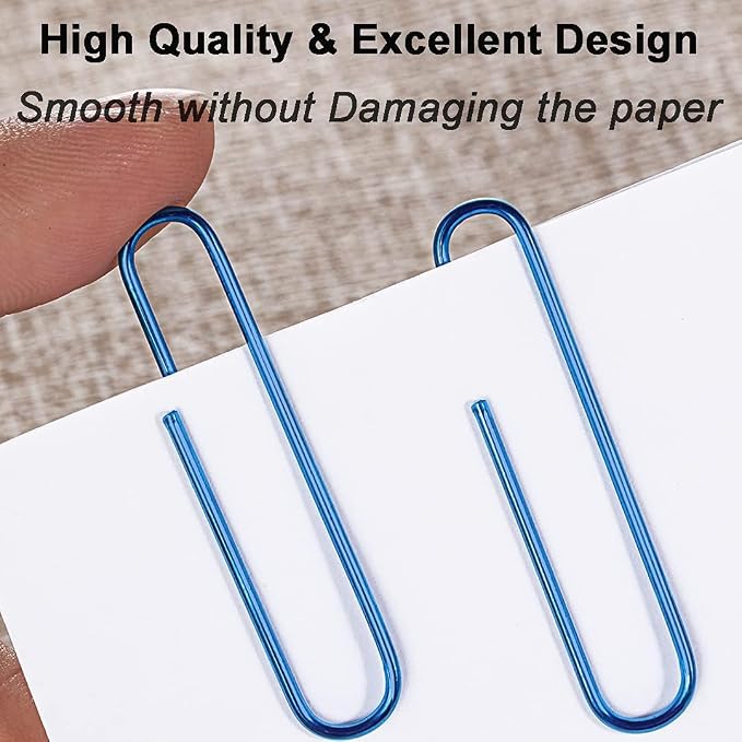 Vinaco Blue Paper Clips, 1.3" & 2" Paper Clips, Durable & Rustproof - Image 4