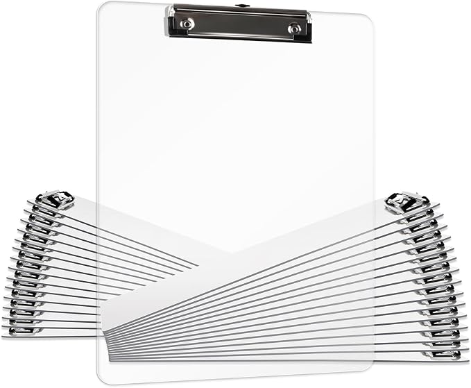 Plastic Clipboards Set of 30, A4 Acrylic Clear Board 8.5x11 | Transparent by Macroclo