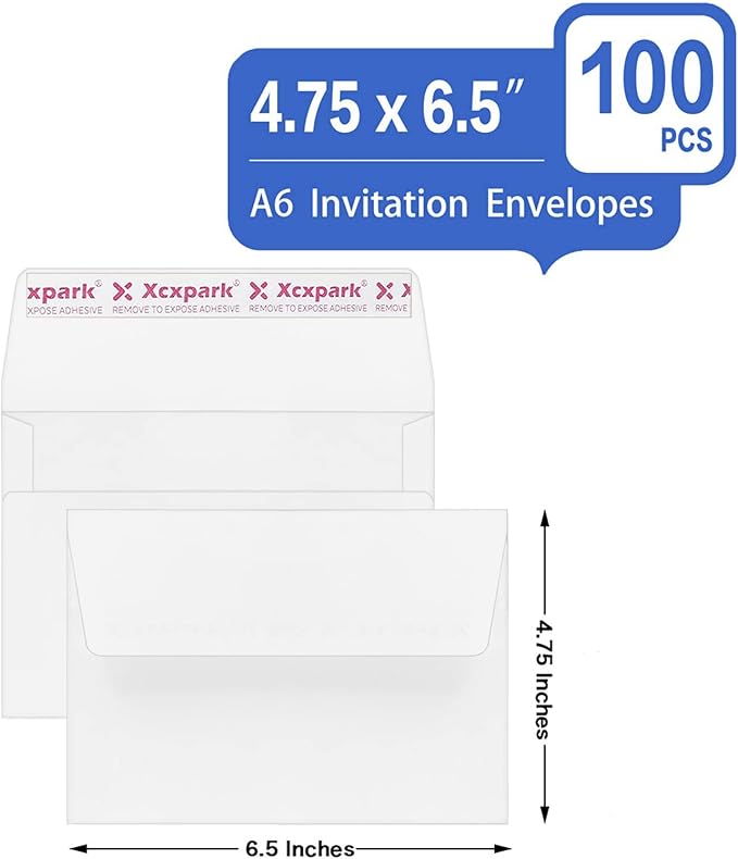 Xxcxpark 100 Qty Printable A6 Invitation Envelopes 4.75 x 6.5 inches Cards - Image 2