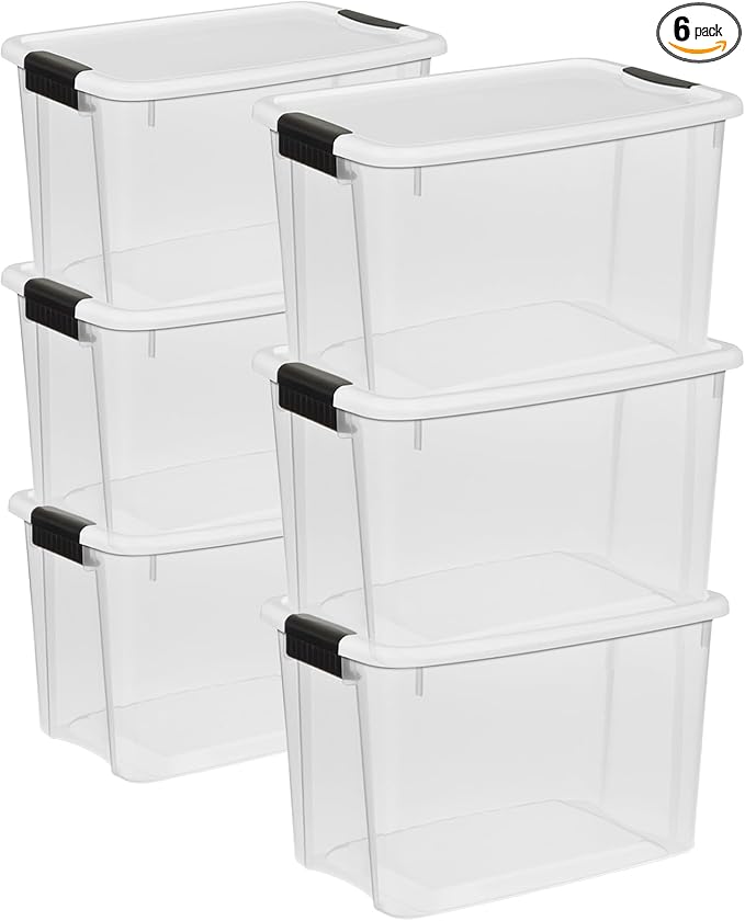 Sterilite 6-Pack 30 Quart Ultra Latch Box, and Closet by Sterilite