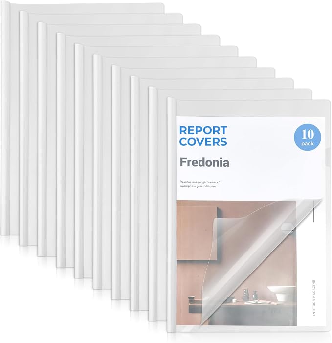 M&G 10 Pack Report Covers with Sliding Bar, 5mm Clear Report Folder by MG