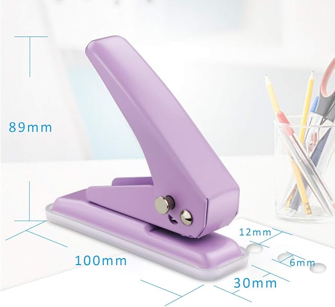 Single Hole Puncher, 1/4" Hole, 20 Sheet Capacity, 1 Pack | Metal Paper Punch - Image 2