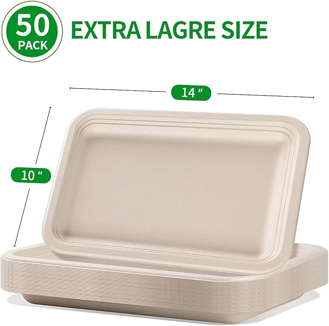 bloomoon 50 Pack 14 Inch Disposable Food Trays - Image 2