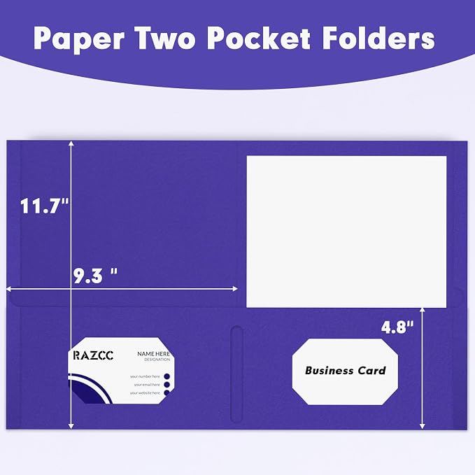 Two Pocket Folders, RAZCC 50 Pack 2 Pocket Folders Fit Letter Size Paper - Image 2
