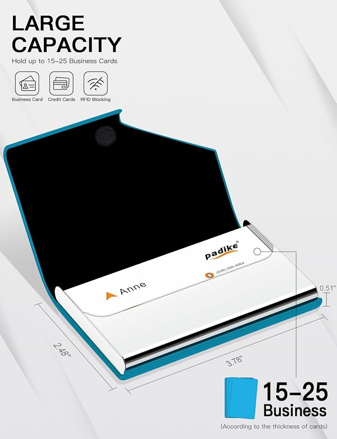 Padike Business Card Holder, Upgraded Leather Business Card Case Pocket Card - Image 4