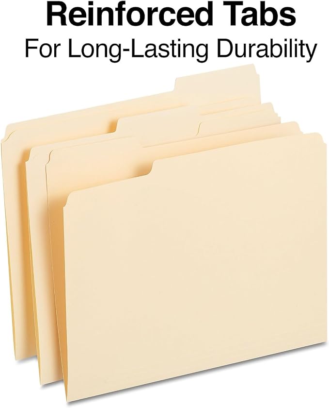 Staples Reinforced File Folders, Letter Size, 1/3‑Cut Tabs, Heavy‑Duty - Image 3