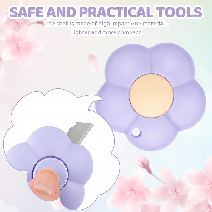 Honoson 8 Pack Mini Box Cutter Retractable Utility Knife Flower Portable Letter - Image 3