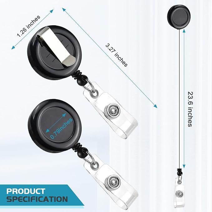 100 Pack Retractable Name Badge Holder Reel - Image 2