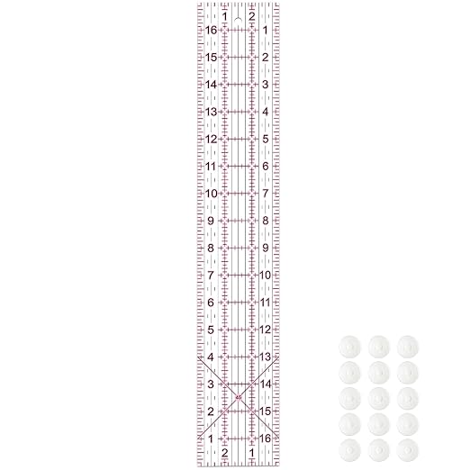 Acrylic Quilters Ruler, Sewing Ruler, 3-Inch by 17-Inch, Non Slip Rings 15 by VPVPV