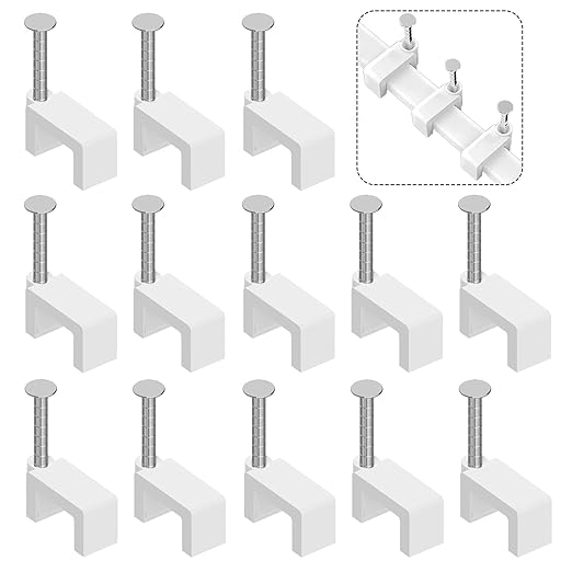 1000 Pcs 8mm Cable Clips Nail in Cable Clips Flat Ethernet Cable Wall Clips by Easytle