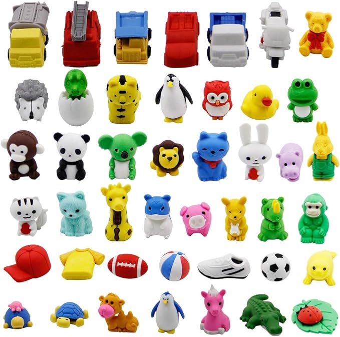 Cllayees 72 Pcs Assorted Animal Pencil Erasers Desk Pets, Bulk Mini Pencil by Cllayees