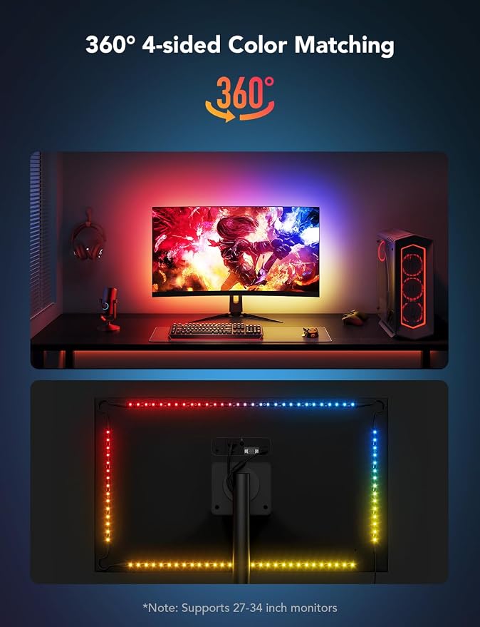 Govee Gaming Light for Monitor G1, RGBIC LED Backlight for 27-34 Inch PC - Image 6
