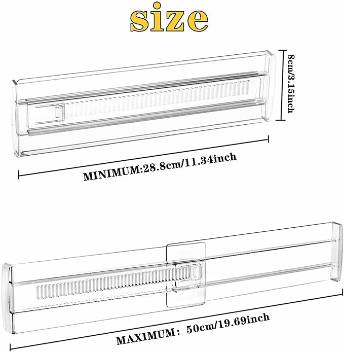4 Pcs Drawer Dividers for Clothes, 3.15" High 11.34"-19.69" Adjustable - Image 2