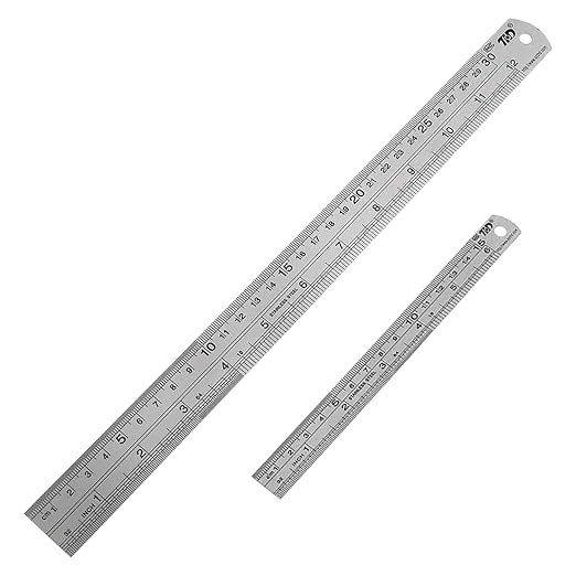 YouOKLight Metal Ruler Set, Stainless Steel 6 Inch and 12 Inch Rulers by YouOKLight