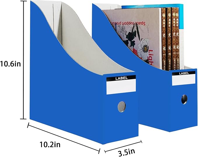 Limitliho 12 Pack Blue Cardboard Magazine Holder - Image 3