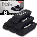 Black Erasers, 6 Pack Block Pencil Erasers | Latex-Free & Smudge-Free Beveled by Sikao