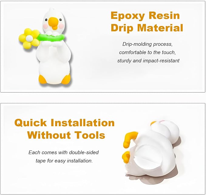 4 PCS Resin Goose Figurine Computer Monitor Decor, Cute Mini Goose Statues - Image 5