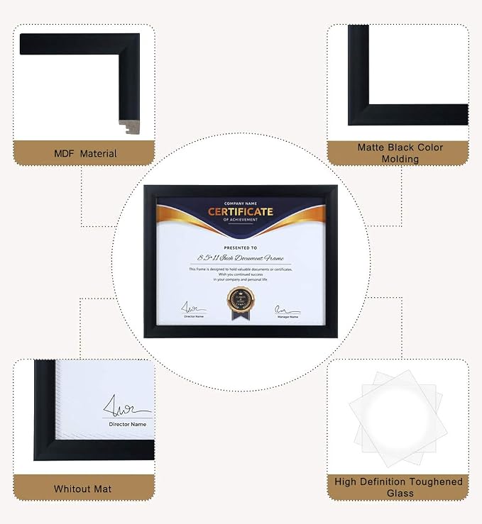 ELSKER&HOME 8.5x11 Picture Frame Certificate Document Frame 6 Pack Glass | - Image 5
