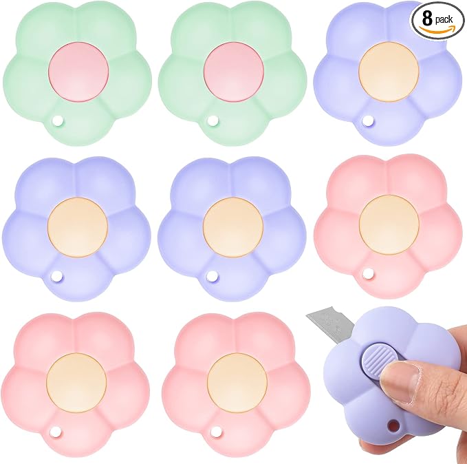 Honoson 8 Pack Mini Box Cutter Retractable Utility Knife Flower Portable Letter by Honoson