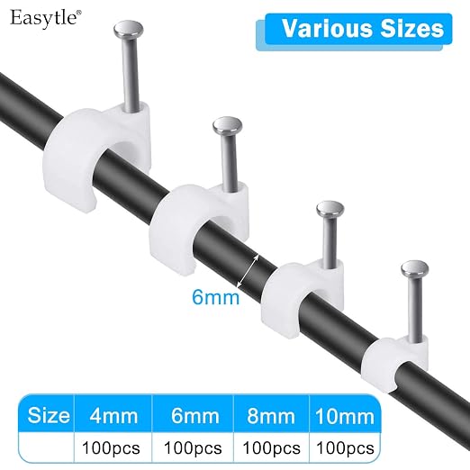 Cable Wire Clips 4mm 6mm 8mm 10mm Cable Management RG6 RG59 CAT5 CAT6 RJ45 - Image 3