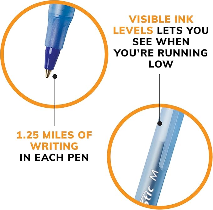 BIC Round Stic Xtra Life Ballpoint Pens, 300 Pack | Bulk Pack of 300 Blue Pens - Image 7