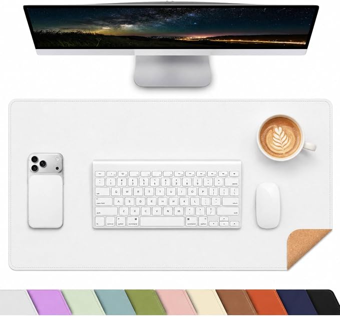 AFIING Cork Desk Mat 35.4" x 17", Dual-Sided Natural Cork & PU Leather Desk Pad by AFIING