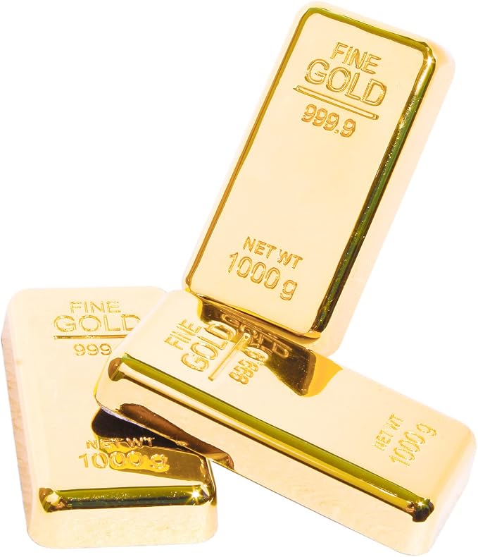ZAHEPA Gold Bar Paperweight Pack of 3, Realistic Fake Gold Bars Desk Decor | by ZAHEPA