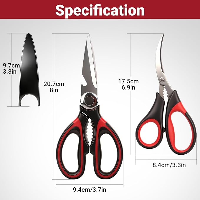 Kitchen Shears Set of 2, Heavy Duty Kitchen Scissors Seafood Scissors, - Image 2