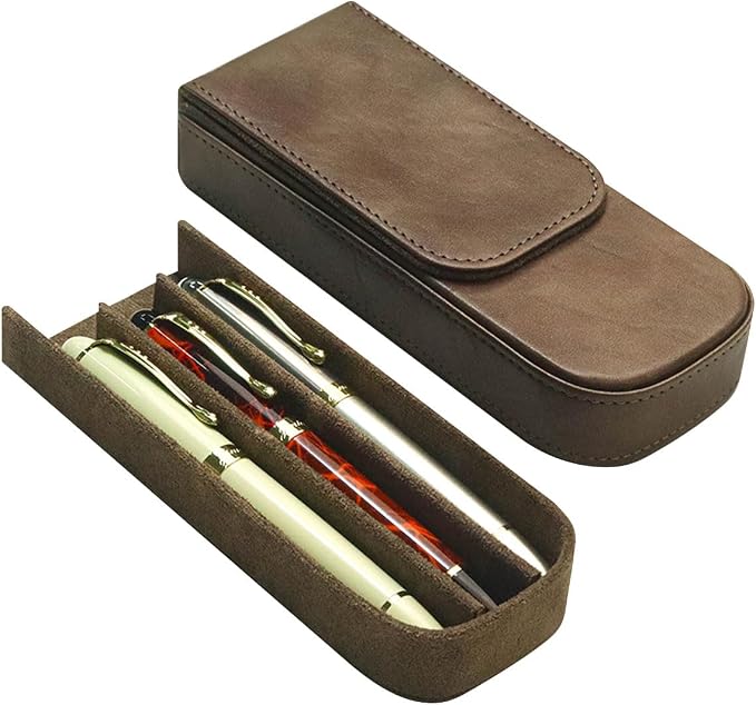 Leather Triple Pen Case Pencil Pouch Holder - Image 6