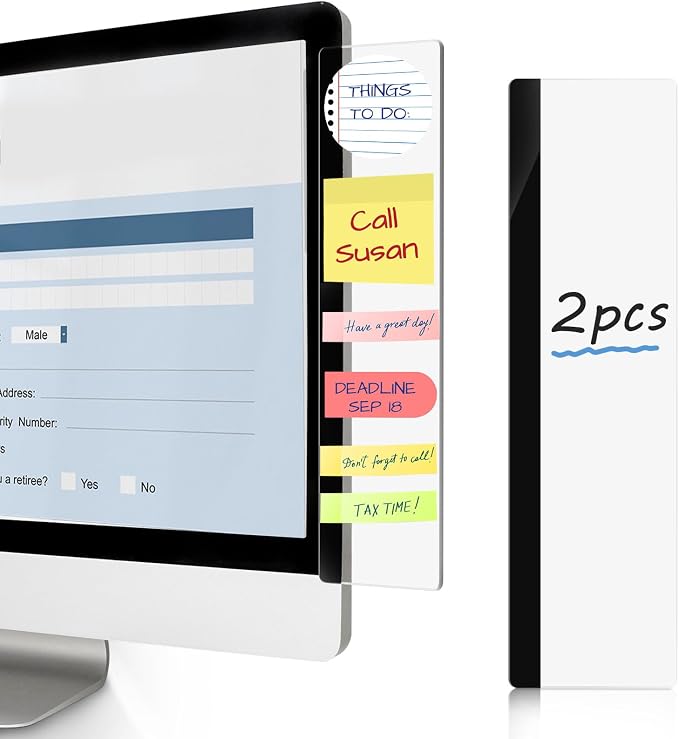 DOLLAR BOSS 2 Pcs 11" x 3.1" Transparent Acrylic Monitor Memo Board | Monitor by DOLLARBOSS