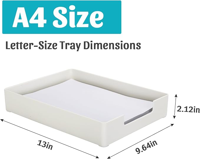 Letter-Size Tray Desk Letter Tray Paper Tray, Sturdy Heavy-Duty Plastic Printer - Image 2