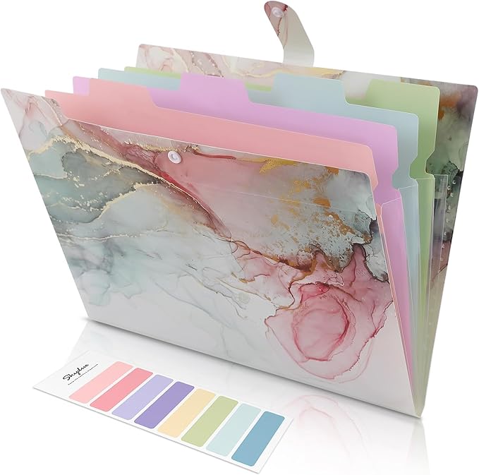 SKYDUE 5 Pockets Expanding File Folder, File Folders, Cute Accordion File by SKYDUE