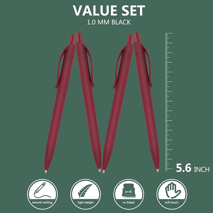 Deegtran 100 Pack No Bleed Red Barrel Click Pens, Wholesale Retractable - Image 2